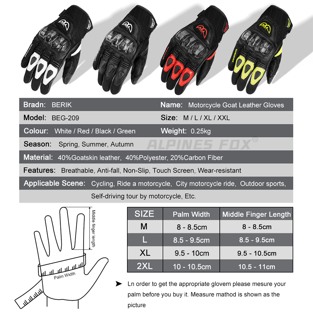 BERIK Gloves Goat Leather Moto - Cycling Glove Padded recension och pris